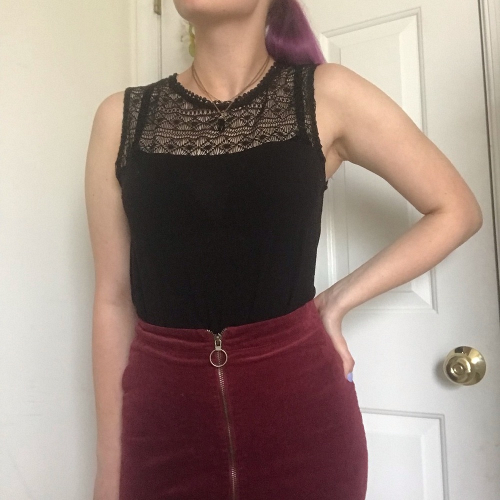 Black tank with lace detail